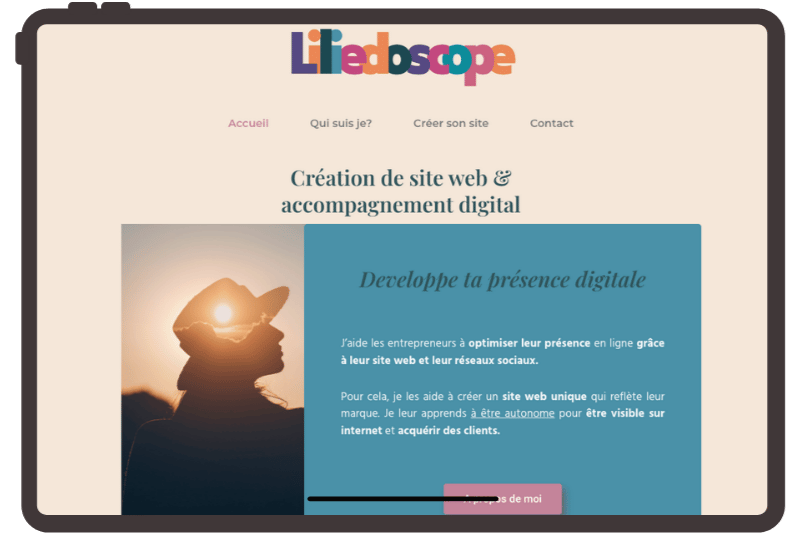 Site web réalisé pour une indépendante par Liliedoscope