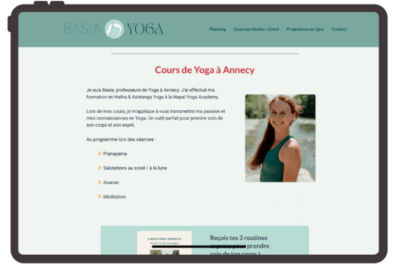 Site web prof de yoga
